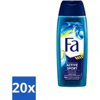Fa 20 x Men - Douchegel - Active Sport - Verfrissend - Green Citrus - 250 ml - 48 Uur Bescherming - Sportieve Deodorant - Verfrissende Geur - Actieve Dag - Zweet En Geuren