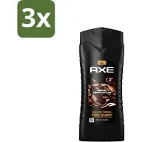 Axe 3 x 3-in-1 Douchegel XL Dark Temptation 400 ml - Douchegel - Geur - Donkere Chocolade - Kruiden - 3-in-1
