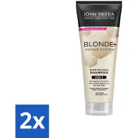 John Frieda 2 x – Shampoo – Blonde+ Repair Bond Building – Herstellend – 250 ml - Blond Haar Herstellen - Beschadigd Haar Herstellen - Bond Building Shampoo - Herstel Shampoo - Sterk Haar