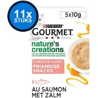 Gourmet 11x Nature's Creations - Puree met Zalm & Wortel - Kattenvoer - 5x10g