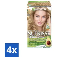 Garnier 4 x - Nutrisse Ultra Crème 9 - Haarkleuring - Zeer Lichtblond - Intens Voedend - Permanente Kleur - Haarverf - Permanente Haarkleuring - Blond Haar - Lichte Haarkleur - Grijsdekking