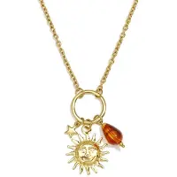 Yehwang Schakelketting met Zonnemotief Hanger – RVS - Goud