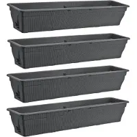 Famanu – Set van 4 balkonbakken van 100 cm met waterreservoir, antraciet, 25 liter plantenbakken voor balkon en terras