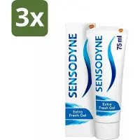 Sensodyne 3 x - Tandpasta - Extra Fresh Gel - Voor Gevoelige Tanden - 75 ml - Gevoelige Tanden - Tandpasta - Gevoeligheid - Tandpasta Voor Gevoelige Tanden - Frisse Mond