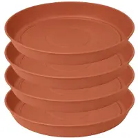 Eda Bloempot onderschaal Romeo - 4x - kunststof - terracotta - D12 x H1,8 cm - opvangschalen