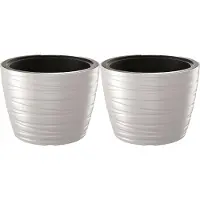 Prosperplast Plantenpot/bloempot Amazing - 2x - buiten/binnen - kunststof - wit - D47 x H35 cm - met binnenpot