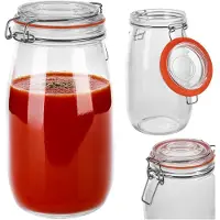 Kadax inmaakpot 1,5 l met beugelsluiting, luchtdichte pot met rubberen afdichting en glazen deksel, augurkenpot, grote glazen voorraadpot, fermentatiepot