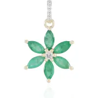 Cavill - 9K Geelgouden Hanger - 6x Marquise Zambia Smaragd 1,287ct - Elegante Bloem Hanger met Cambodjaanse Zirkonia - Duurzame Sieraden