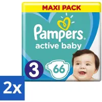 Pampers – Luiers – Active Baby Dry Maat 3 – 66 Luiers - Voordeelverpakking - 2 stuks