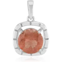 Cavill - Zilveren Hanger - 925 Sterling Zilver Rhodium - 1,53 ct Oregon Zonnesteen - Rondgeslepen Prong Zetting - Zomerse, Duurzame Sieraden