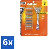 Gillette 6 x - Fusion5 – Houder + 6 Mesjes - Scheermesjes - Glad Scheeren - Comfortabel Scheeren - Huidbescherming - Precisietrimmer
