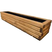 Famanu – Houten plantenbak met vilt, 118 x 25 x 25 cm, massief geïmpregneerd grenenhout, weerbestendig voor buiten