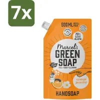 Marcel's Green Soap Marcel’s Green Soap – Handzeep Navulling – Sinaasappel & Jasmijn – 500 ml - Bulkverpakking - 7 stuks
