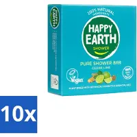 Happy Earth 10 x – Shower Bar – 100% Natuurlijk Cedar Lime – 90 g - Shower Bar - Natuurlijke Douchegel - Ceder En Limoen - 100% Natuurlijke Ingrediënten - Vegan