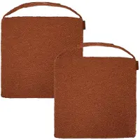 Hespéride Hespiride stoelkussen Sofia - 2x - 40 x 40 x 4 cm - mahonie bruin - boucle - binnen/buiten