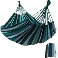 Famanu – XXL hangmat voor 2 personen, 220 x 160 cm, verkrijgbaar in smaragd (groen) of aqua (blauw), belastbaar tot 300 kg, katoen