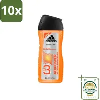 Adidas 10 x - 3-in-1 Douchegel - Adipower Maximum Performance -250 ml - Grootverpakking - Douchegel - Douche En Shampoo - Sportverzorging - Energie En Frisheid - Verzorgende Douche