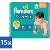 Pampers – Luiers – Baby-Dry Maat 3 (6-10 kg) – 34 Luiers - Bulkverpakking - 15 stuks