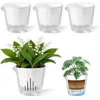Famanu – Set van 4 zelfbewaterende plantenpotten voor binnen, 18 cm kamerplantenpotten in wit, met drainagegaten en afneembaar reservoir