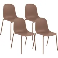 CLP Hardin Set van 4 stapelstoelen - Stapelbaar - Metaal - Kunststof/terracotta