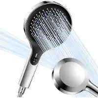 Famanu – Grote douchekop van 140 mm met slang en houder, 4 straalstanden, waterbesparend en antikalk, zilver