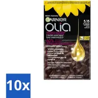 Garnier 10 x - Olia 5.15 - Haarkleuring - Kastanje Lichtbruin - Zonder Ammoniak - 100% Grijsdekking - Haarkleuring - Permanent Haarkleuring - Kastanje Lichtbruin - Zonder Ammoniak - 100% Grijsdekking