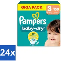 Pampers – Luiers – Baby Dry Maat 3 – 150 Luiers - Voordeelverpakking - 24 stuks