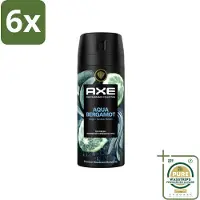 Axe Deodorant Bodyspray Aqua Bergamot 150 ml - Voordeelverpakking - 6 stuks - Geur - Lichaamsgeur Bescherming