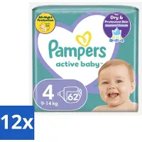 Pampers – Luiers – Active Baby Maat 4 (9-14 kg) – 62 Luiers - Voordeelverpakking - 12 stuks