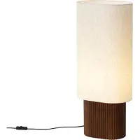 QAZQA Japandi tafellamp walnoot hout met stoffen kap 70cm - Lamel