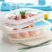 MediaShop Tupperware Cool Stackable Set van 2 - Stapelbare Vleeswarendozen - Vershouddoos voor Vleeswaren - Worst container - Vleeswaren bewaardoos voor Koelkast - Set Vershouddozen - met Deksel