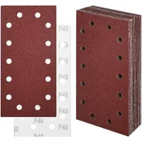 Famanu – Schuurpapierset van 30 stuks, 230 x 115 mm, klittenbandschuurpapier met korrelgrootte 40/60/80/120/240, 14 gaten, accessoires voor vlakschuurmachines