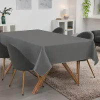 ANRO Tafelkleed Effen linnenlook Grijs 260x140cm Met sierband Afwasbaar Waterafstotend