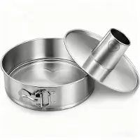 Famanu – Springvorm set van edelstaal met vlakke bodem en buisbodem, -vrij, ongecoat 18/8 roestvrij staal, vaatwasserbestendig, voor alle ovens