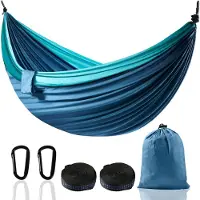 Famanu – XXL hangmat voor 2 personen, 300 x 200 cm, opvouwbaar en ultralicht, met 300 kg draagvermogen, perfect voor tuin, camping, reizen, balkon en binnen (blauw