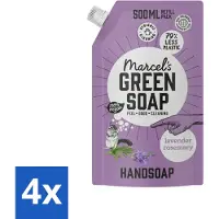Marcel's Green Soap 4 x Marcel’s Green Soap – Handzeep Navulling – Lavendel & Rozemarijn – 500 ml - Handzeep - Natuurlijke Handzeep - Plantaardige Handzeep - Lavendel Handzeep - Rozemarijn Handzeep