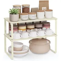 Songmics - Kruidenrek - Kruidenrek 2-Delig - Uitbreidbare Keuken Organizer - Stapelbaar Metaal en Hout