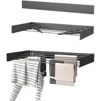 Famanu – Wanddroogrek voor wandmontage, inklapbaar en hangend, 100 cm met 6 meter drooglengte, zwart