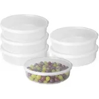 PlasticForte vershoudbakje rond - 6x stuks - 2 liter - herbruikbaar - transparant/groen - kunststof - magnetron - vriezer