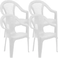 Gerimport tuinstoel Texel - 4x - wit - kunststof - 54 x 56 x 81 cm - bijzet stoelen