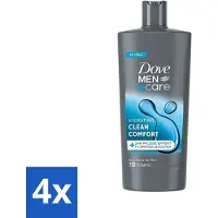 Dove 4 x Men+Care - Clean Comfort - 3-in-1 Douchegel - Hydraterend- 700 ml - Douchegel - Mannen - Verzorging - 3-in-1 - Hydraterend
