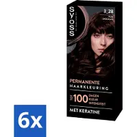 Syoss 6 x - Coloration 3-28 Pure Chocolade - Haarverf - Grijsdekking - Vermindert Haarbreuk - Permanente Haarkleuring - Haarkleur - Grijsdekking - Keratine - Haarkleur Crème