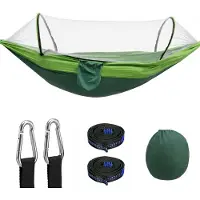 Famanu – Campinghangmat met muggennet, 260 x 140 cm, ultralicht nylon, belastbaar tot 300 kg, geschikt voor tuin, camping, balkon en strand