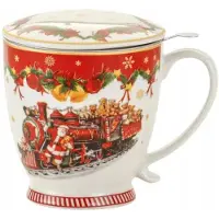 Marco polo Kerstmok met Zeef & Deksel - Porselein 460 ml - Sinterklaas Trein
