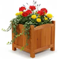 Famanu – Plantenbak voor binnen en buiten van hout, bruin, 30 × 30 × 30 cm, ideaal voor het kweken van planten