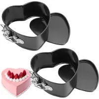 Famanu – Mini springvorm set van 2 stuks, 11 cm hartvormige taartvorm met antiaanbaklaag, ideaal voor kleine taarten