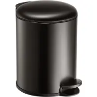 Famanu – Prullenbak van 5 liter met soft-close pedaalemmer, compacte vuilnisbak voor toilet, badkamer, keuken of kantoor, geborsteld metaal in donkergrijs