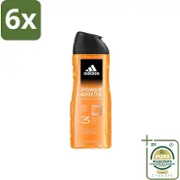 Adidas Shower Gel Power Booster 250 ml - Voordeelverpakking - 6 stuks - Lichaam - Gezicht