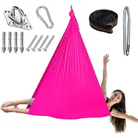 Famanu – Aerial yoga hangmat set, schommelset van duurzaam weefsel, inclusief bevestigingsuitrusting, voor yoga en fitness, afmetingen 280 x 150 cm