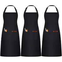 Famanu – 3-pack keukenschorten voor heren en dames, verstelbare werkschorten met 3 zakken, polykatoen, XL